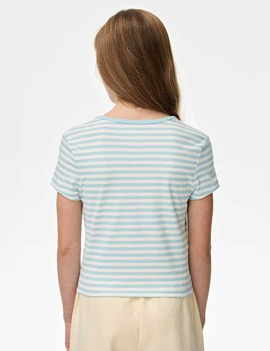 Gestreiftes T-Shirt aus reiner Baumwolle (6-16 Jahre)