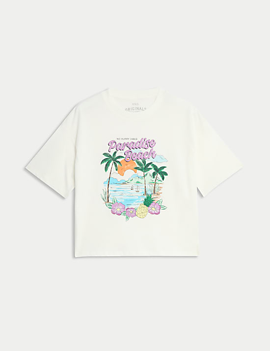 T-shirt 100&nbsp;% coton &agrave; motif graphique (du 6 au 16&nbsp;ans)