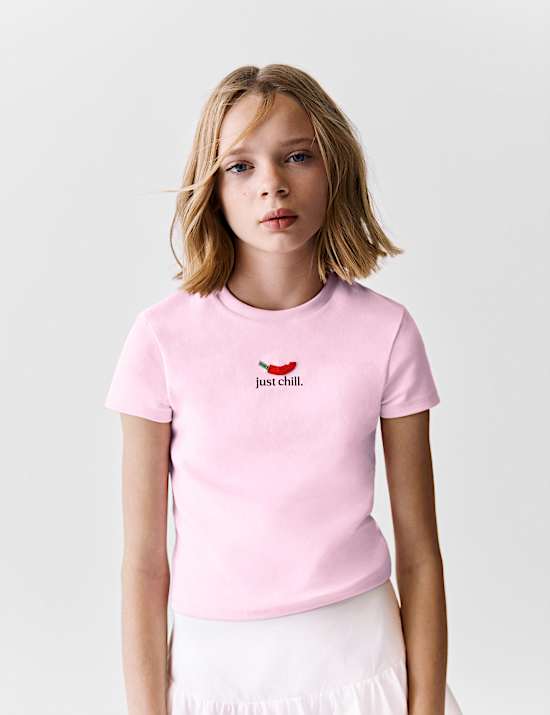 Cotton Rich Fitted Slogan T-Shirt (2-16 Yrs)