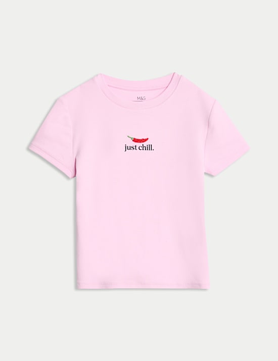 Cotton Rich Fitted Slogan T-Shirt (2-16 Yrs)