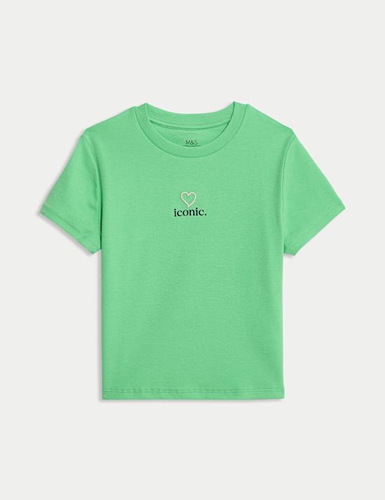 Cotton Rich Fitted Slogan T-Shirt (2-16 Yrs)