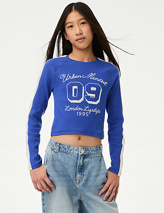 Cotton Rich Graphic Ribbed Top (6-16 Yrs)