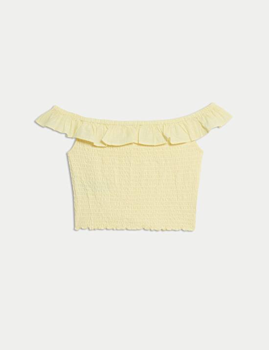 Cotton Rich Frill Bardot Top (6-16 Yrs)