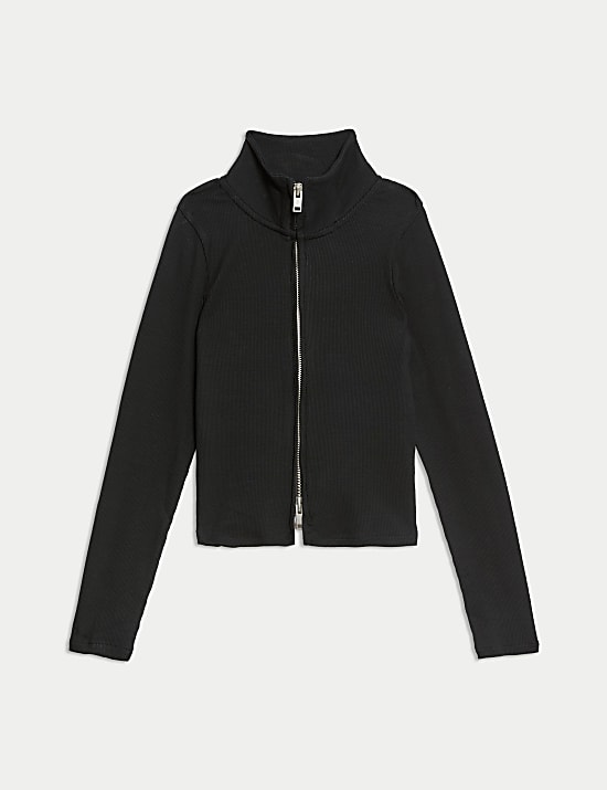 Cotton Rich Rib Zip Top (6-16 Yrs)
