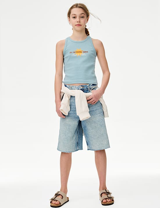 Cotton Rich Do Nothing Vibes Ribbed Vest (6-16 Yrs)