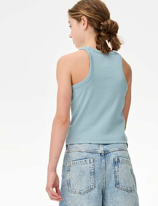 Cotton Rich Do Nothing Vibes Ribbed Vest (6-16 Yrs)