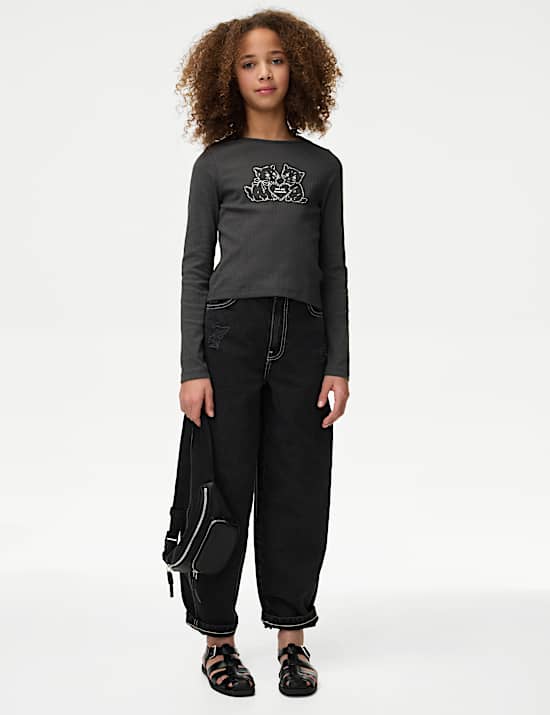 Cotton Rich Cat Graphic Top (2-16 Yrs)