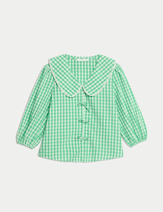 Pure Cotton Gingham Tie Top (6-16 Yrs)