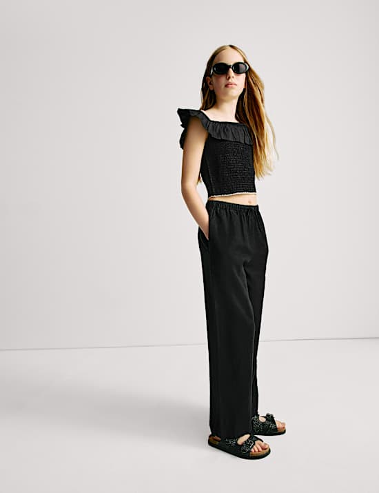 Nařasen&yacute; top Bardot, z čist&eacute; bavlny (6&ndash;16 let)