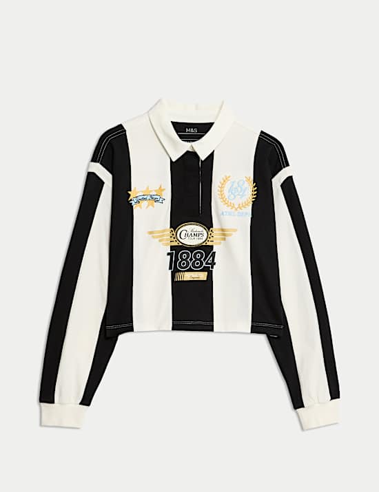 Pure Cotton Striped Rugby Top (6-16 Yrs)