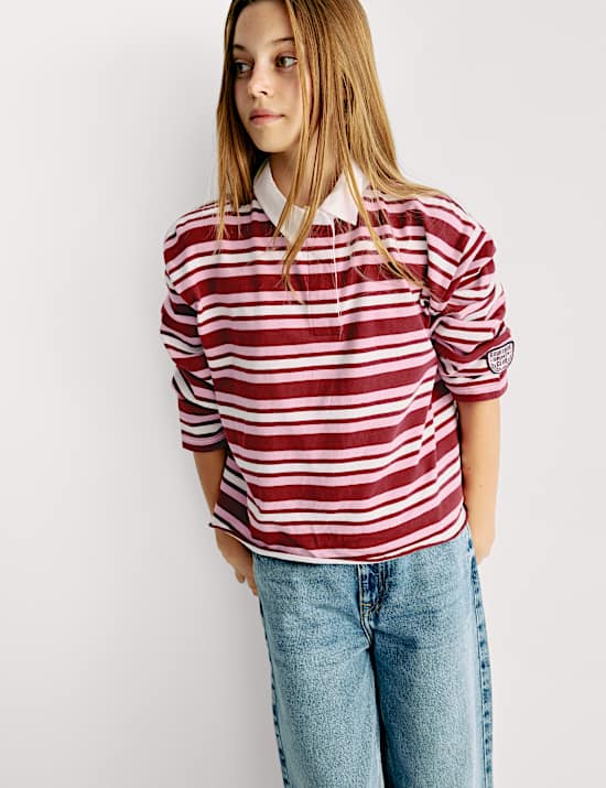Pure Cotton Striped Rugby Shirt (6-16 Yrs)