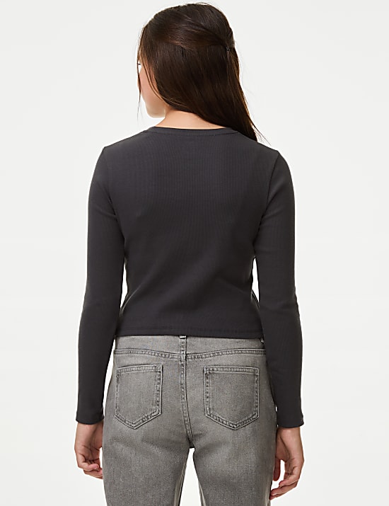 Top de algodón acanalado con gráfico (6-16 años)