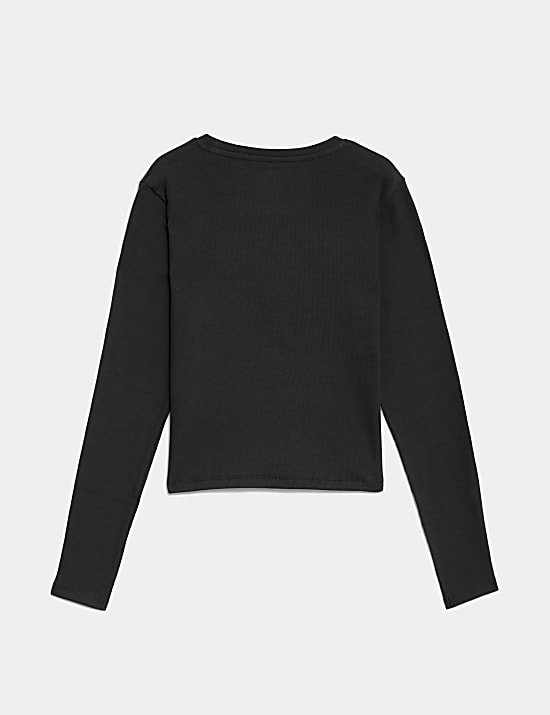 Top de algodón acanalado con gráfico (6-16 años)