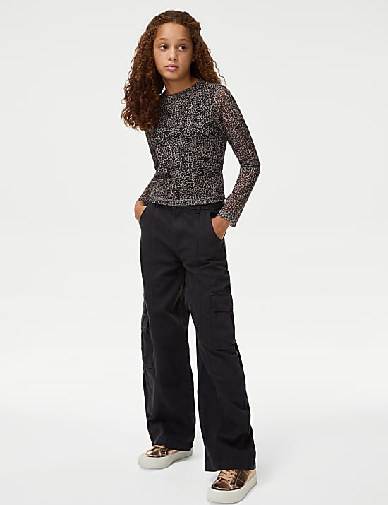 חולצה מבד מש עם הדפס חיות (16-6 שנים)