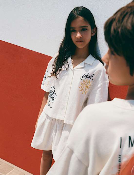 Pure Cotton Embroidered Shirt (2-16 Yrs)