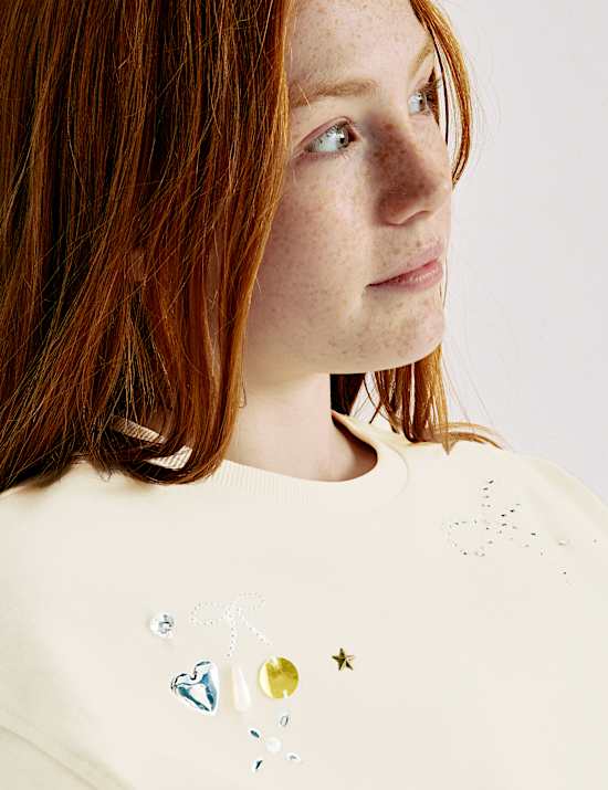 T-Shirts aus reiner Baumwolle mit Herzverzierung (6–16 J.)