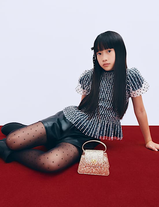 Top en tulle à imprimé pois (du 6 au 16 ans)