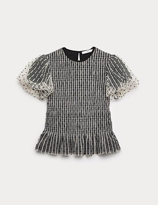 Top en tulle à imprimé pois (du 6 au 16 ans)