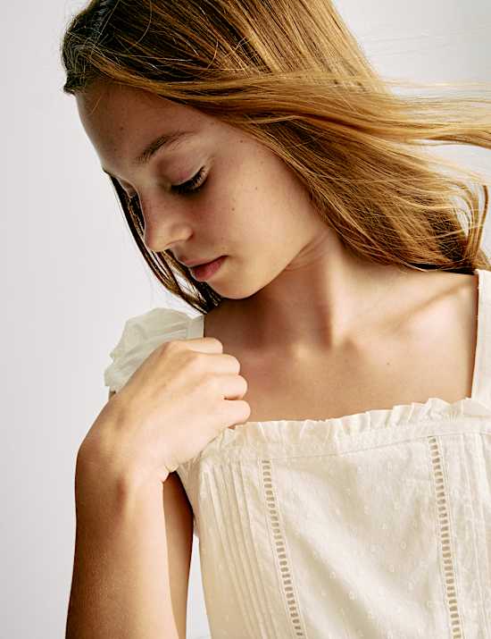 Pure Cotton Frilled Top (6-16 Yrs)
