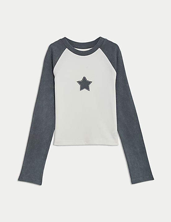 Cotton Rich Star Ribbed Top (6-16 Yrs)