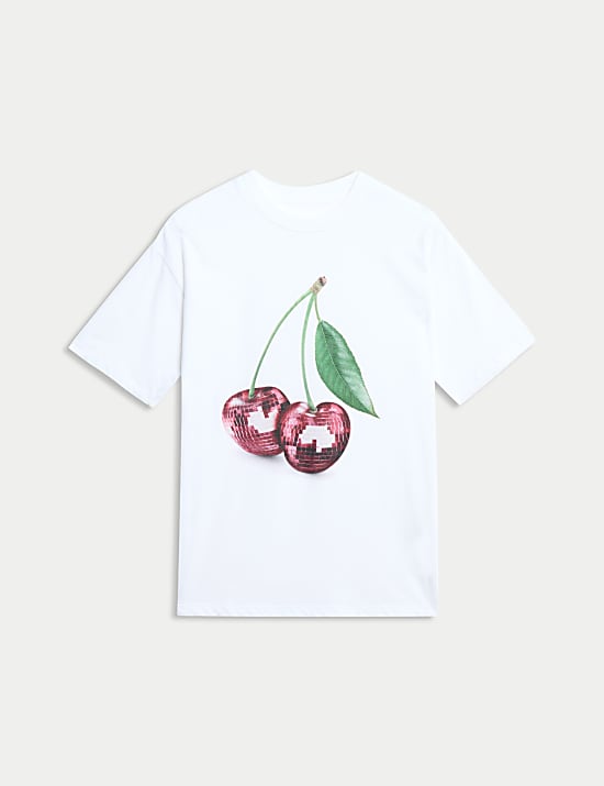 T-shirt &agrave; texte &laquo;&nbsp;Disco Cherry&nbsp;&raquo; 100&nbsp;% coton (du 6&nbsp;au 16&nbsp;ans)