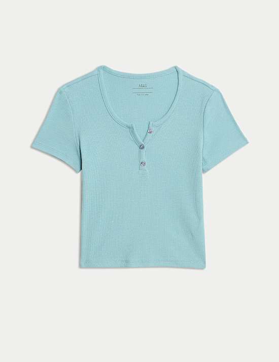 Cotton Rich Button T-Shirt (6-16 Yrs)