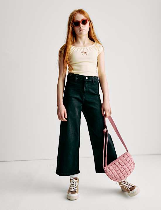 Cotton Rich Embroidered Cropped Top (6-16 Yrs)