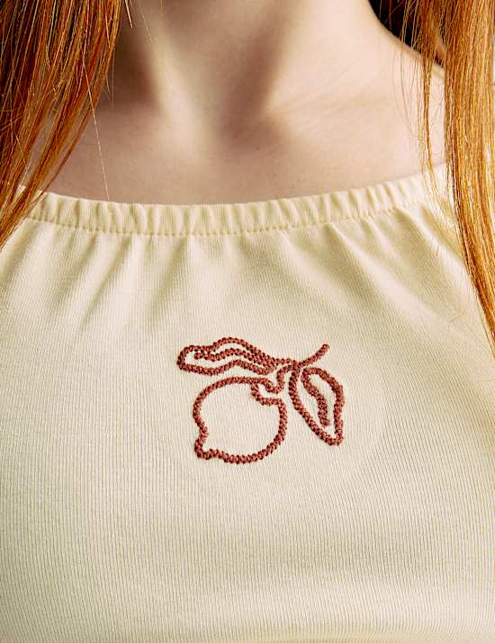 Cotton Rich Embroidered Cropped Top (6-16 Yrs)