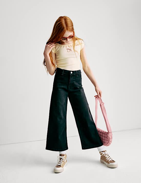 Cotton Rich Embroidered Cropped Top (6-16 Yrs)