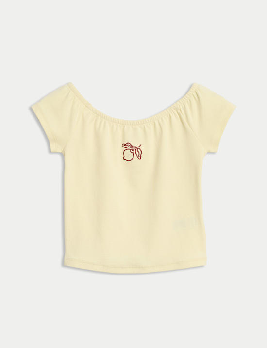 Cotton Rich Embroidered Cropped Top (6-16 Yrs)