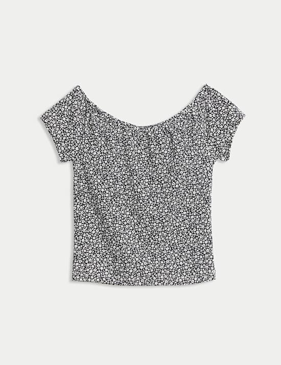 Cotton Rich Embroidered Cropped Top (6-16 Yrs)