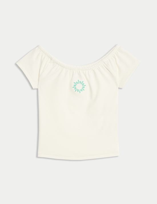 Cotton Rich Embroidered Cropped Top (6-16 Yrs)