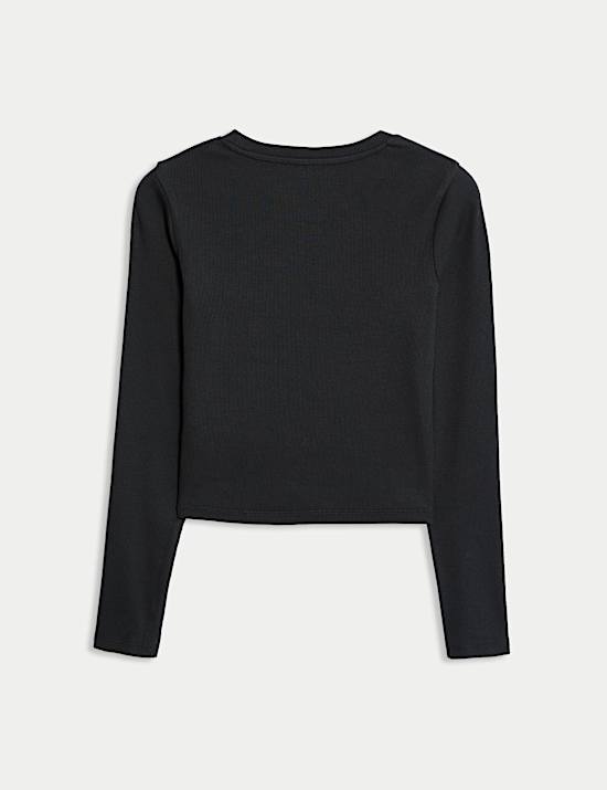 Cotton Rich Slogan Ribbed Top (6-16 Yrs)