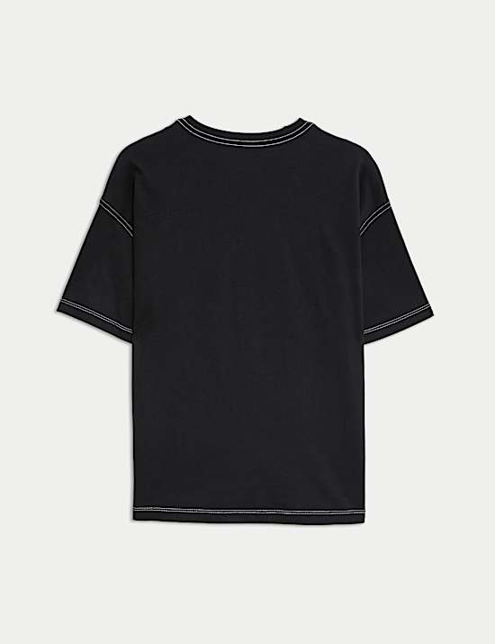 Zuiver katoenen T-shirt met borduursel (2-16 jaar)