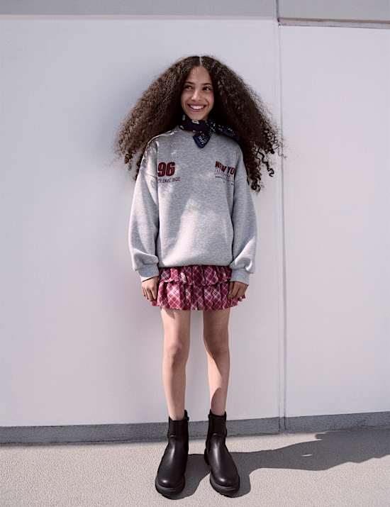 Conjunto de 2 piezas de algodón de sudadera y falda Ra ra (6-16 años)