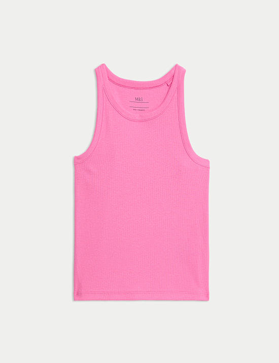 Camiseta de algodón acanalada (2-16 años)