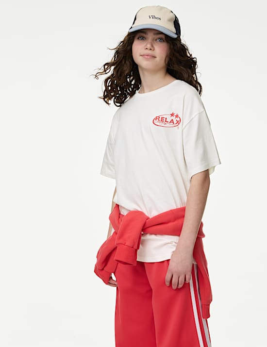 T-Shirt aus reiner Baumwolle mit Zeichnung (6–16 Jahre)