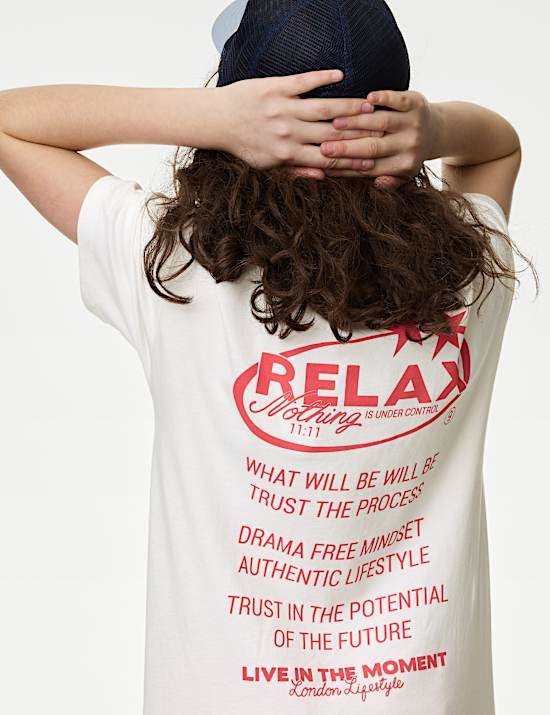 T-Shirt aus reiner Baumwolle mit Zeichnung (6–16 Jahre)