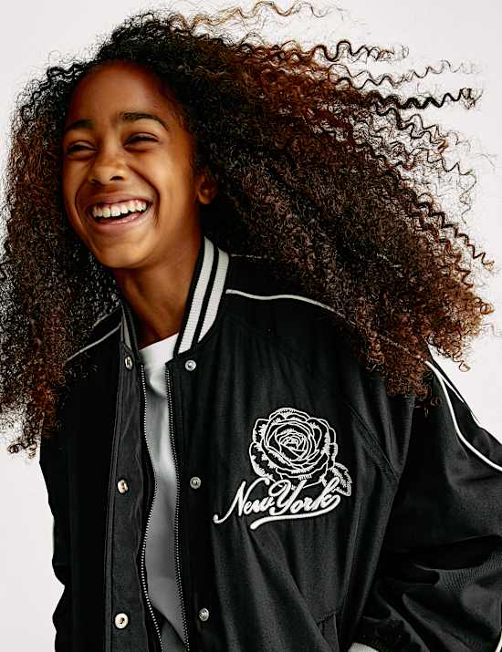 Bomberjack met New York-borduurwerk (6-16 jaar)