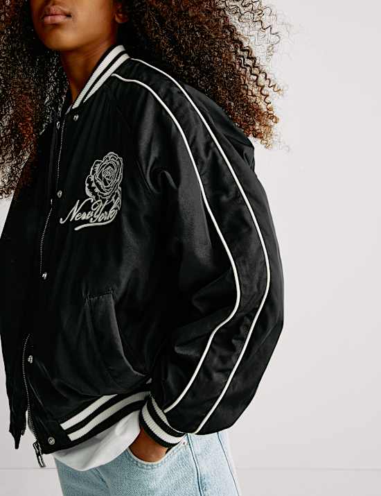 Bomberjack met New York-borduurwerk (6-16 jaar)