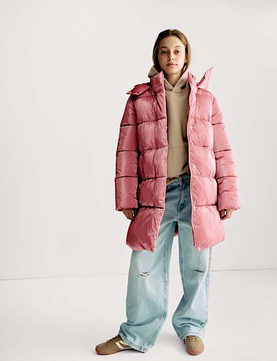 Longline Padded Hooded Coat (6-16 Yrs)