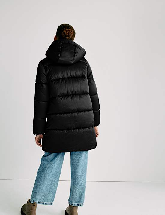 Długi płaszcz ocieplany z kapturem (6–16 lat)