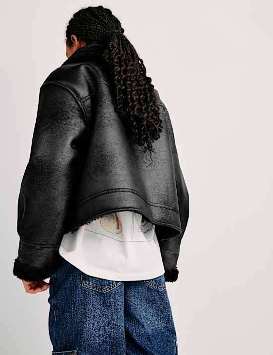 Veste &agrave; bordure en fausse fourrure (du 6 au 16 ans)