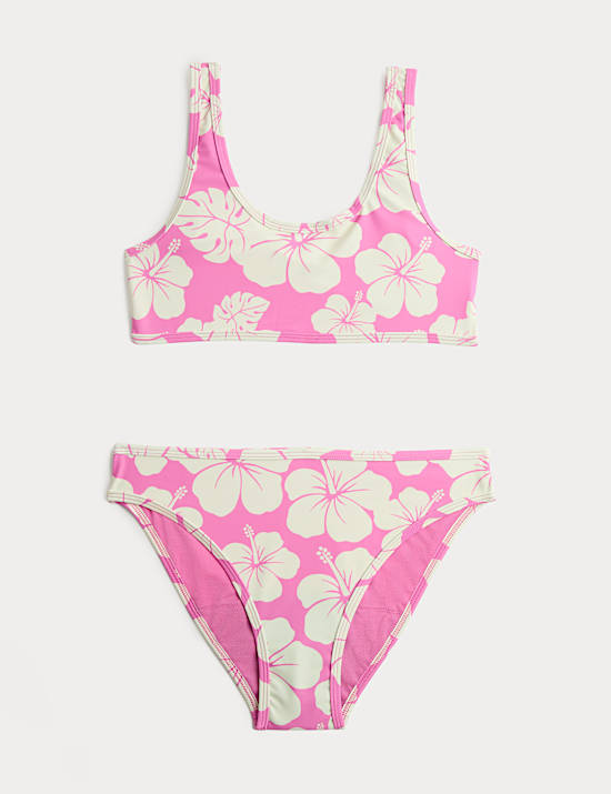2 Piece Period Hibiscus Print Bikini (8-16 Yrs)