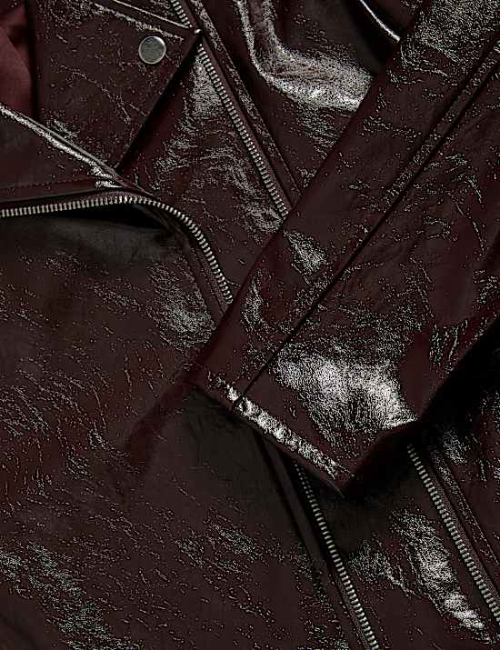 Motorjack van glanzend kunstleer (6-16 jaar)