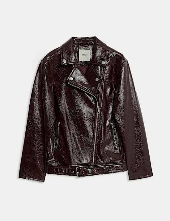 Gloss Faux Leather Biker Jacket (6-16 Yrs)