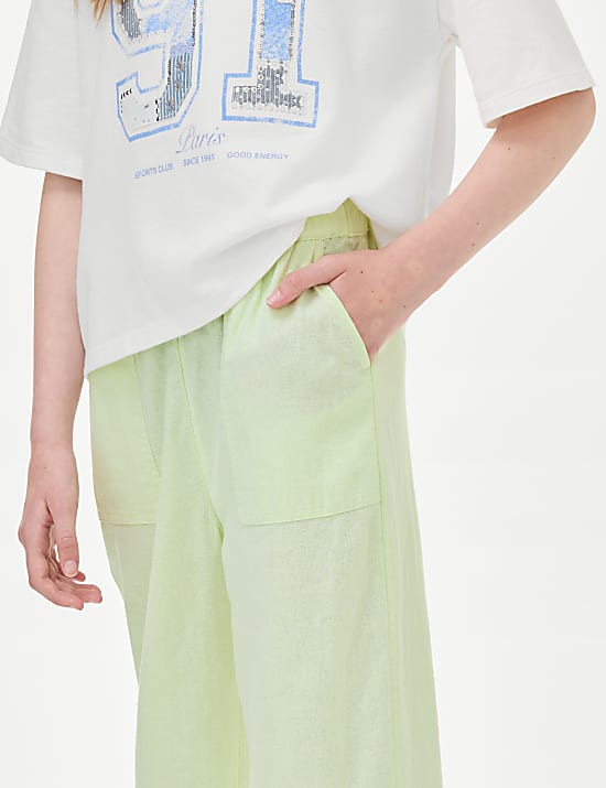 Linen Rich Printed Trousers (6-16 Yrs)