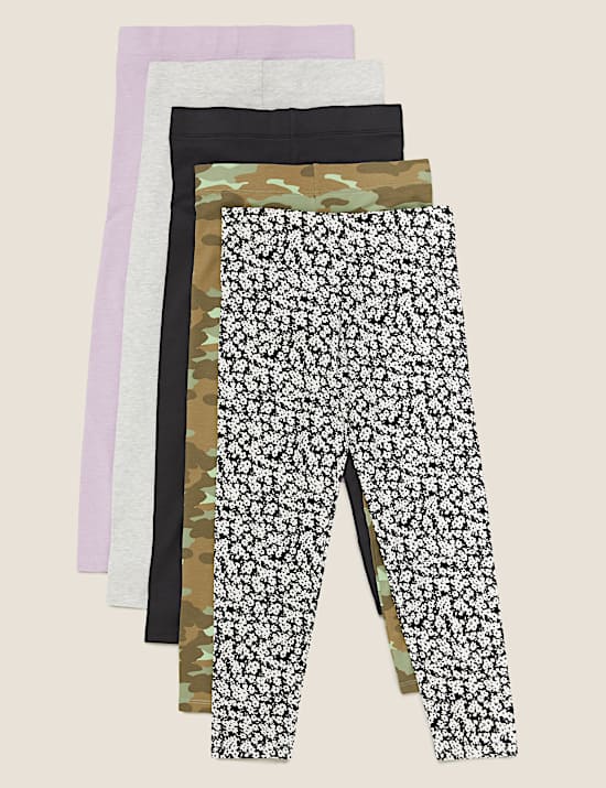 5pk Cotton Patterned Leggings