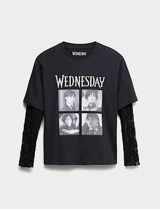 Wednesday™ T-Shirt mit hohem Baumwollanteil und Spitze (6–16 J.)
