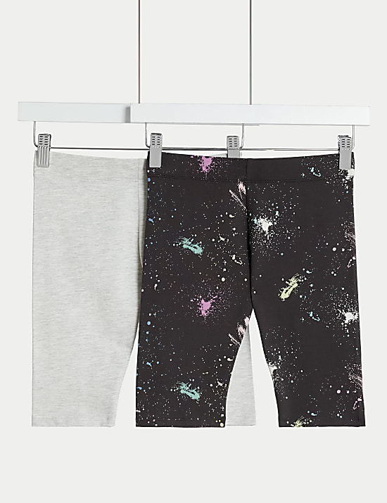 2pk Cotton Rich Cycling Shorts (6-16 Yrs)